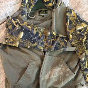 Camo Hooded Jacket with Green and Yellow Accents